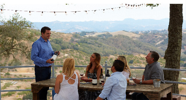 Tasting wine in the vineyard